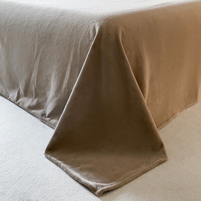 诸禄南通叠石桥牛奶绒四件套冬季保暖舒适纯色毛绒床单被套双人床品 香芋柴深灰 床笠款 1.8m被套加大四件套