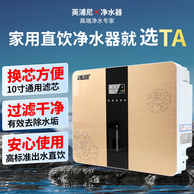 英浦尼净水器家用直饮RO反渗透饮水机厨房纯水机自来水器前置过滤器壁挂式净饮机厨房专用台下用净水机 125G单出水+桶(标配大众之选)