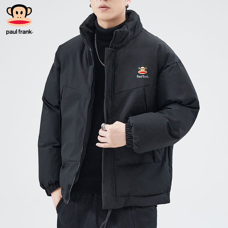 大嘴猴（paul frank）保暖棉衣男士冬季新款加厚潮流休闲立领棉服外套 黑色 M