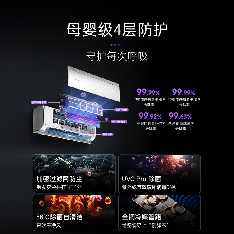 卡萨帝(Casarte)空调1.5匹 星悦 国家补贴 壁挂式卧室挂机 新一级能效 冷暖变频 CAS3530FCC(81)U1 以旧换新