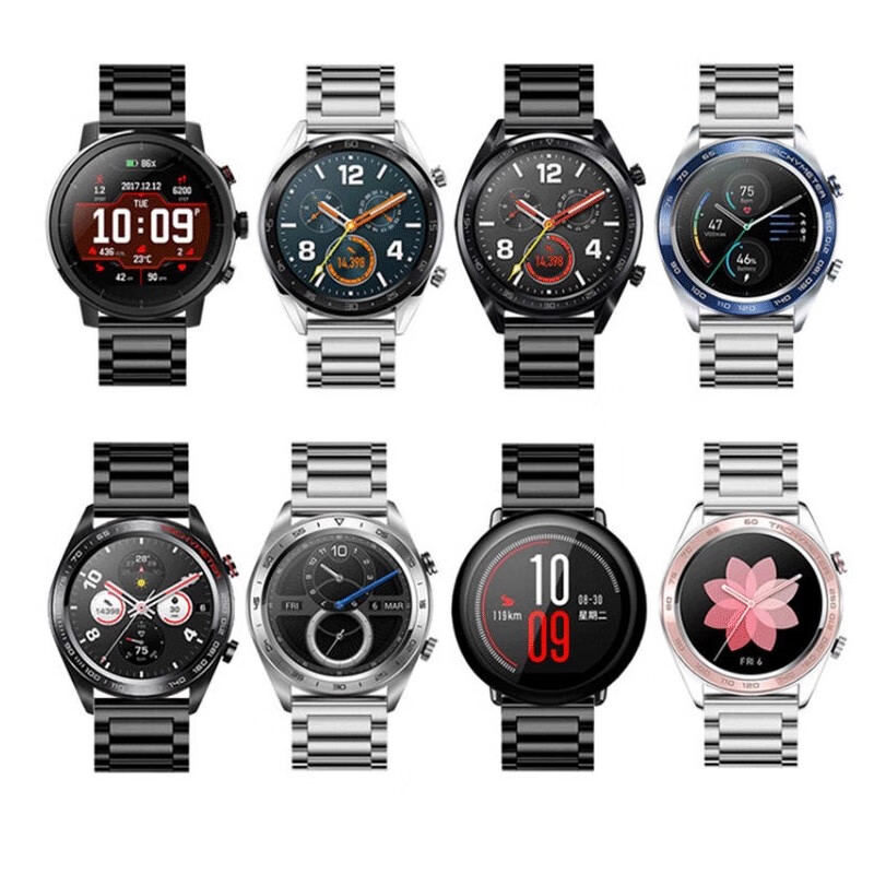 华为GT6/GT5精钢手表带GT4pro/GT3蝴蝶扣款watch3/4实心透气表链 新五铢-黑色 GT6/GT5【46表盘-22mm】新品爆款