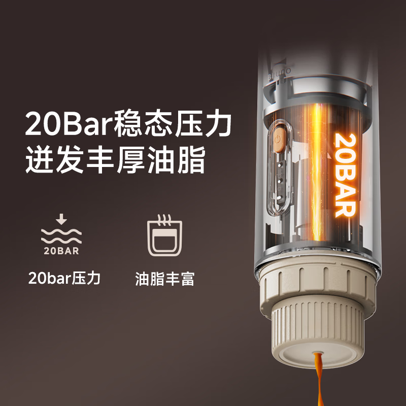 BRUNO便携咖啡机半自动意式胶囊咖啡机家用小型迷你一人户外便携式胶囊机咖啡自由办公室礼物山姆 无线便携 | 胶囊咖啡粉两用 | 冷热双萃取