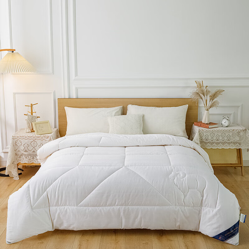 恒源祥澳洲羊毛被春秋被冬被芯加厚保暖羊毛单人被子10斤厚棉被褥 白色 150x200cm【4斤夏被】