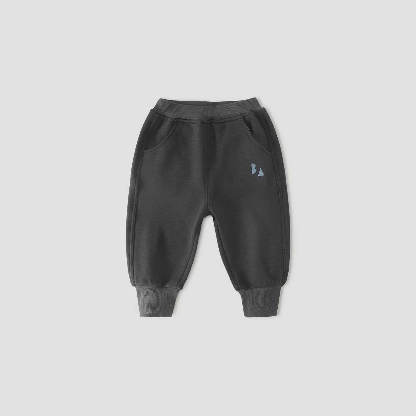 巴厘小猪男童裤子2025新款秋冬保暖裤女童加厚加绒卫裤宝宝外穿儿童休闲裤 石墨灰 90