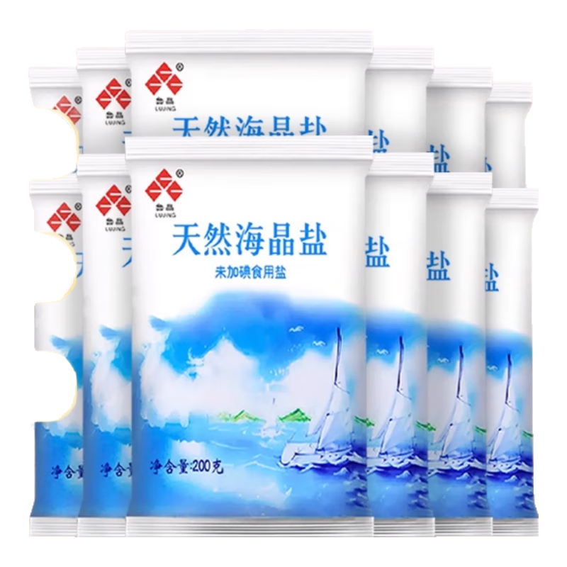 创宙 鲁晶天然海晶盐无碘精制盐调味品200g/袋未加碘盐巴炒菜食盐炖汤 【活动】200g*4包