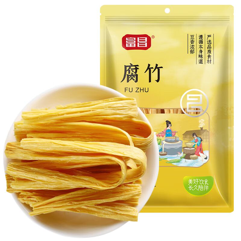 富昌黄豆制品南北干货 腐竹豆皮素肉炒菜火锅凉拌食材 响铃卷响之卷 腐竹400g
