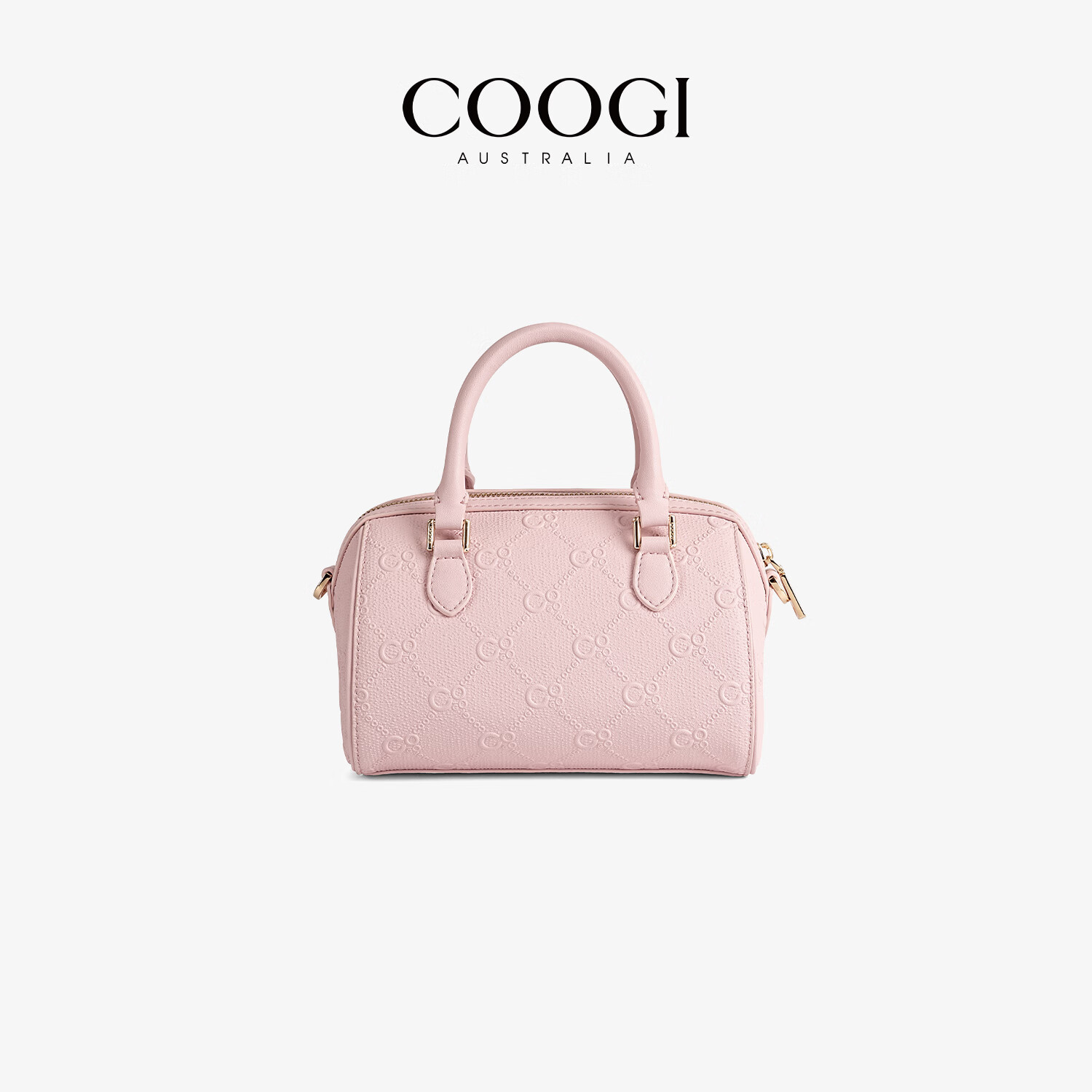 COOGI【Angelababy明星同款】包包女包单肩手提包斜跨波士顿包圣诞礼物 粉色 20*13*12.6CM