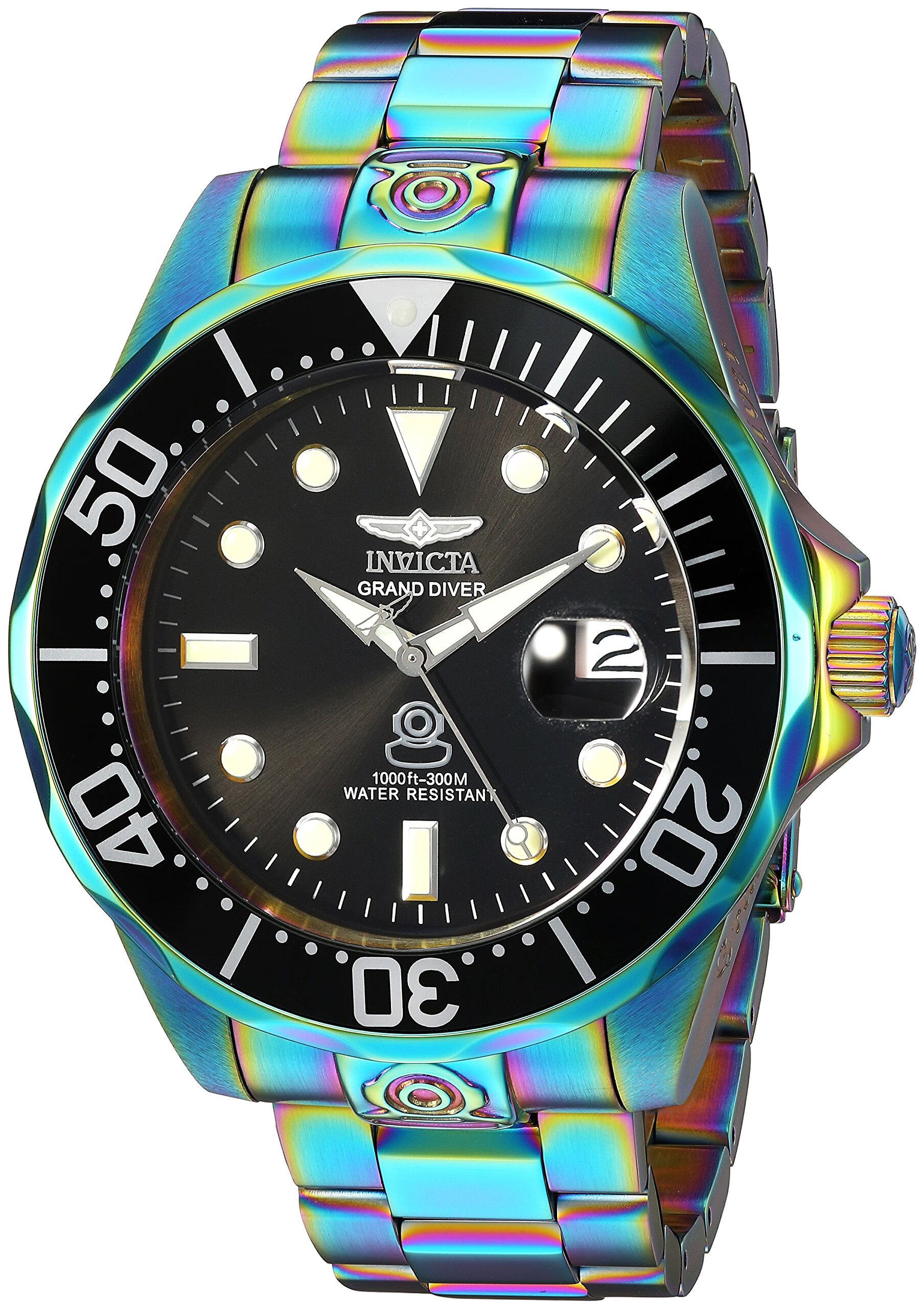 INVICTA 男士专业潜水表 47mm表盘 防水301.7m 自动机械 彩虹色