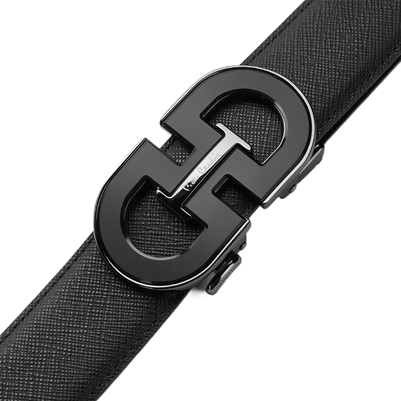 皮爾卡丹皮帶男士真皮自動(dòng)扣商務(wù)腰帶純牛皮男款褲腰帶潮 時(shí)尚款-黑槍色-頭層牛皮【禮盒+代寫(xiě)賀卡】 105cm