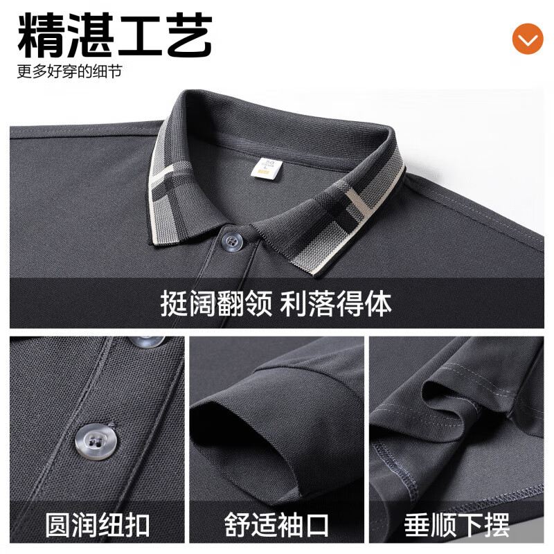 罗蒙(ROMON)男士长袖POLO衫中青年秋季新款经典商务休闲透气舒适百搭翻领T恤 蓝色 L (175) 【建议120-140斤】