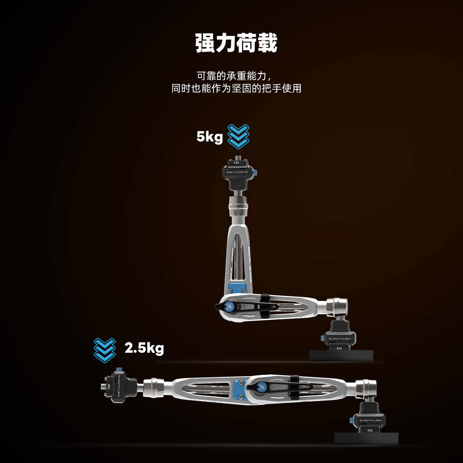 迪影丰DF 阻尼11寸万向怪手 阻尼式魔术臂 可拆卸球形云台带F22快装板ARRI阿莱定位针摄影配件固定架 【含F22快装板】星舰灰