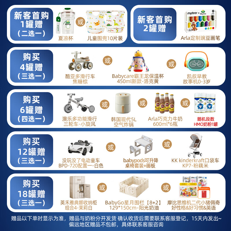 Arla宝贝与我 丹麦5HMO极光蓝罐 含益生菌 阿拉婴幼儿奶粉 3段800g*6罐【效期至27年4月】