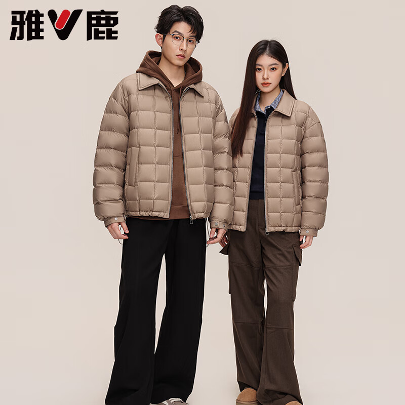 雅鹿衬衫领轻薄羽绒服男2025新款情侣翻领轻暖时尚百搭90鸭绒保暖外套 黑色 2XL /185【推荐160-180斤】