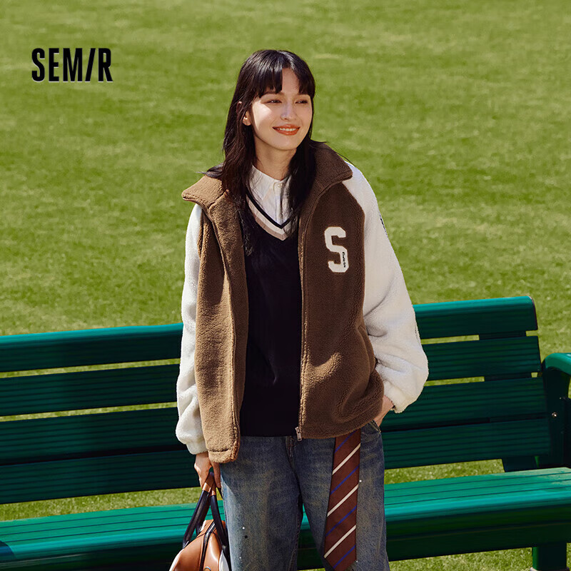 森马（Semir）【夹克合辑】外套男士简约夹克百搭通勤外套情侣款 [女装A款]咖白色调00351 S