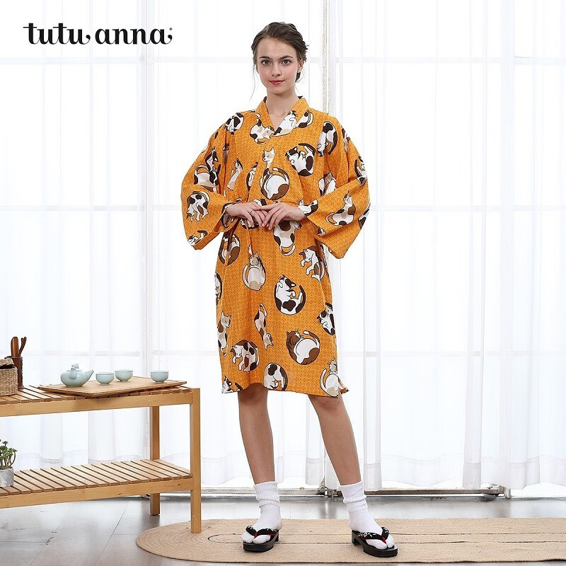 tutuanna睡衣女儿童童装子款和风甚平棉质和服家居服 睡衣(M) 971914-33(成人) 160(成人)