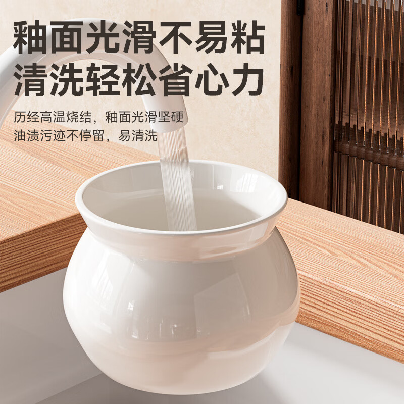 【精选】瓦罐煨汤炖盅家用商用隔水炖一人蒸蛋带盖炖罐沙县小吃陶 特厚款【】炖盅-白色（1个装） 500ml