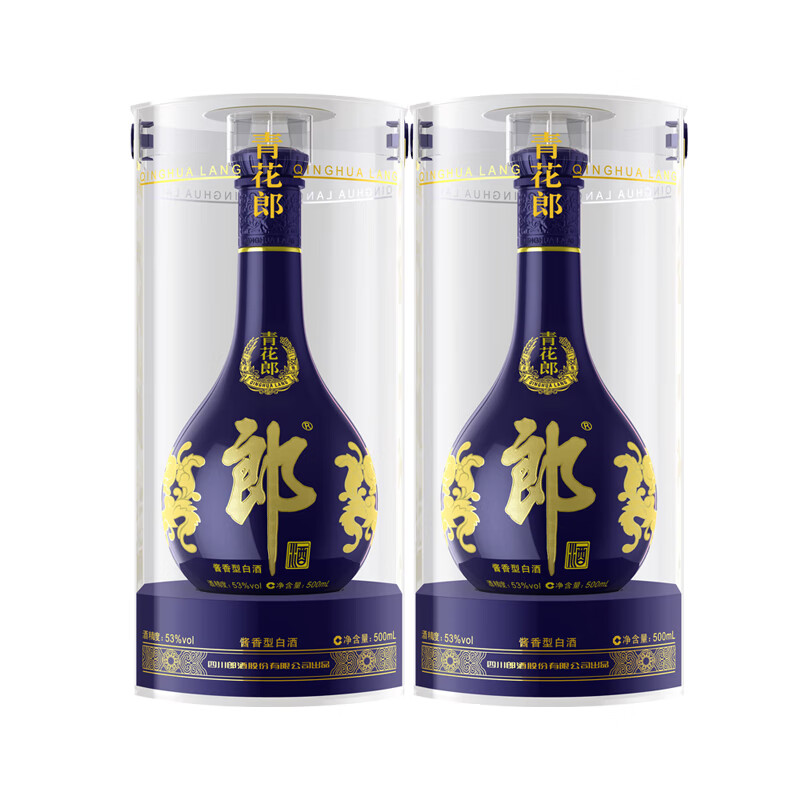 郎酒 青花郎酒 陈酿 53度酱香型白酒 单瓶500ml 宴请送礼 53%vol 500mL 2瓶