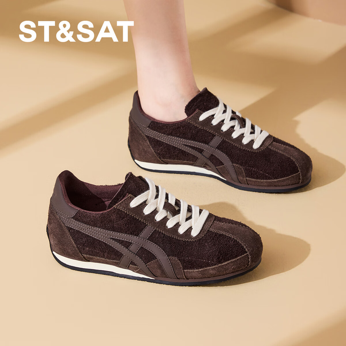 星期六德训鞋女2025新款秋冬软底复古阿甘鞋时尚百搭低帮平底单鞋女鞋 咖啡色 40