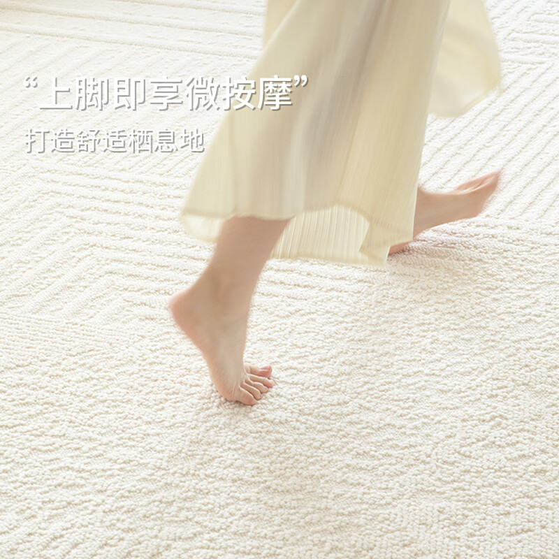 兴连心硅藻丝客厅地毯奶油风沙发茶几毯高级感防水防污免洗可擦卧室地垫 且听容音 300*400cm