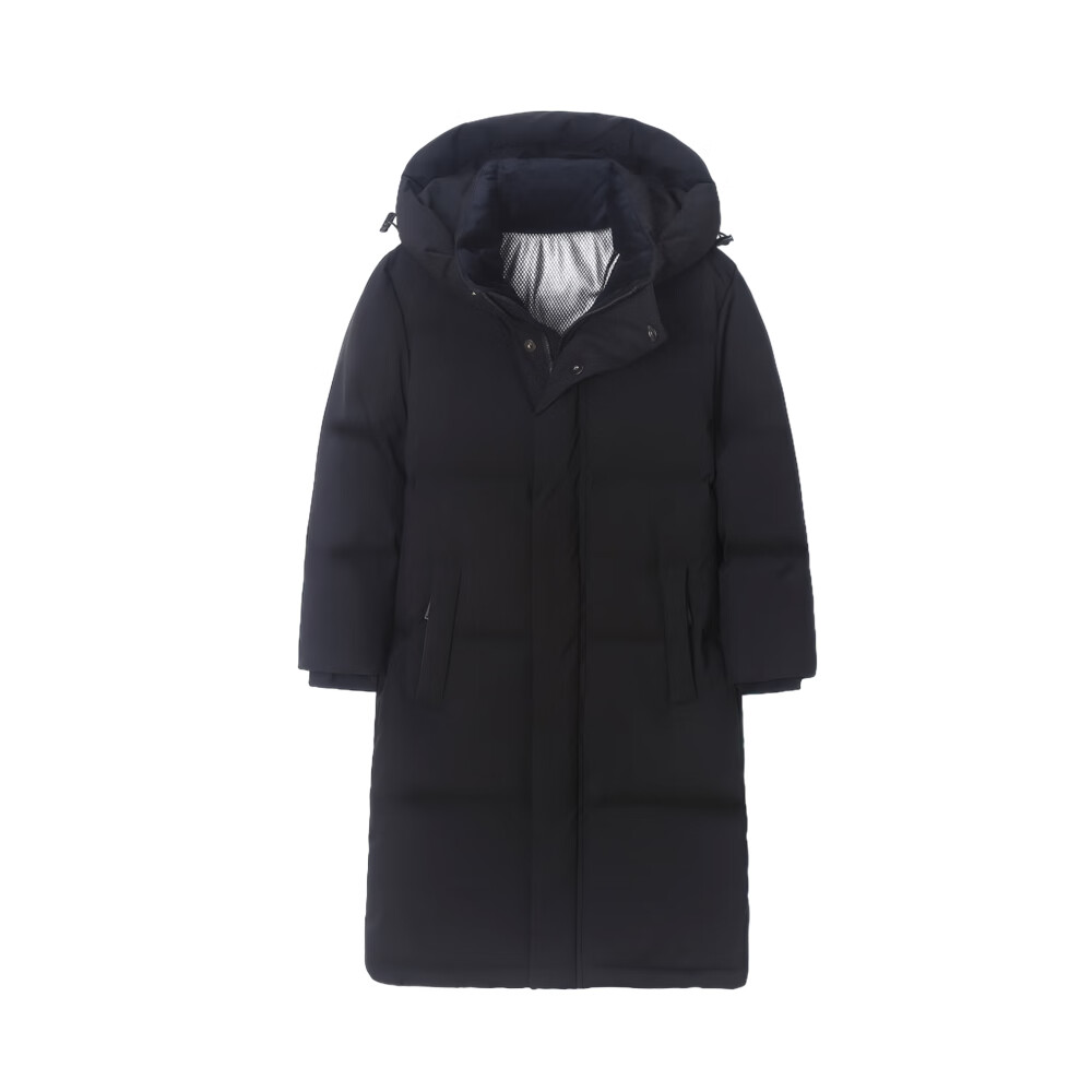 G.DUCK HELLO儿童亲子长款过膝长款羽绒服中大童小孩加厚连帽东北极寒保暖衣服 黑色 【90白鸭绒】 185 【建议身高170-178cm】