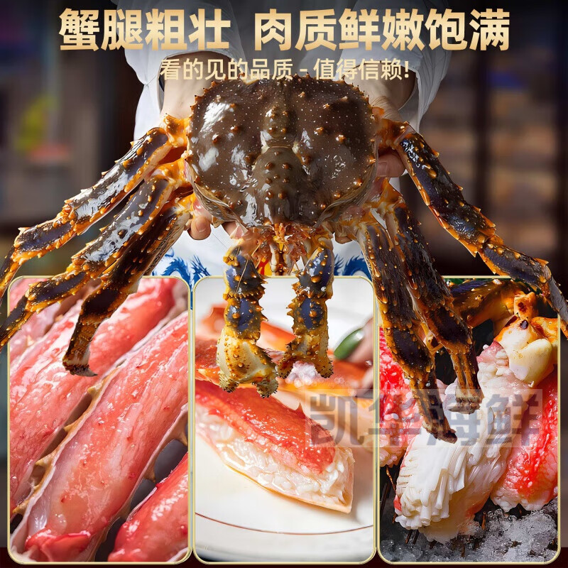 鲜活蟹俄罗斯进口10斤螃蟹帝皇蟹海鲜水产长腿礼盒 3.0-3.4斤【全国30仓 活蟹 保活