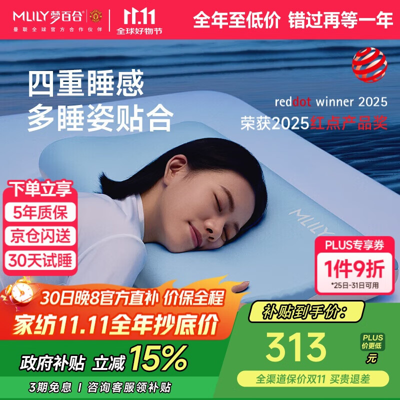 梦百合（MLILY）护颈颈椎枕成人记忆棉枕头枕芯慢回弹0压深睡枕pro记忆枕礼盒装