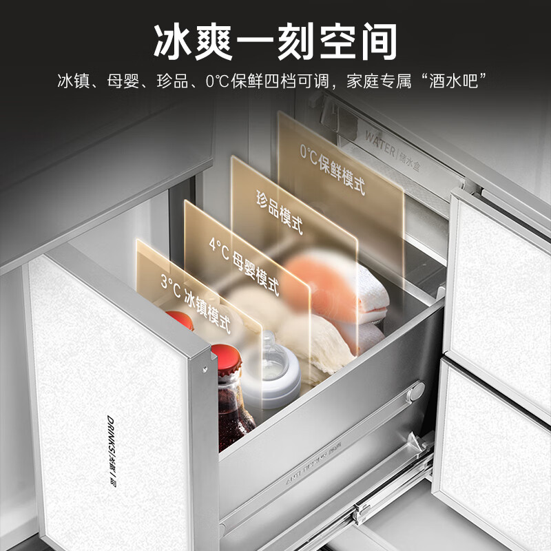 卡萨帝（Casarte）原石562L法式多门冰箱594MM超薄零嵌自动制冰MRAPlus低氧窖藏养鲜BCD-562WGCFDM4DUU1 561同款