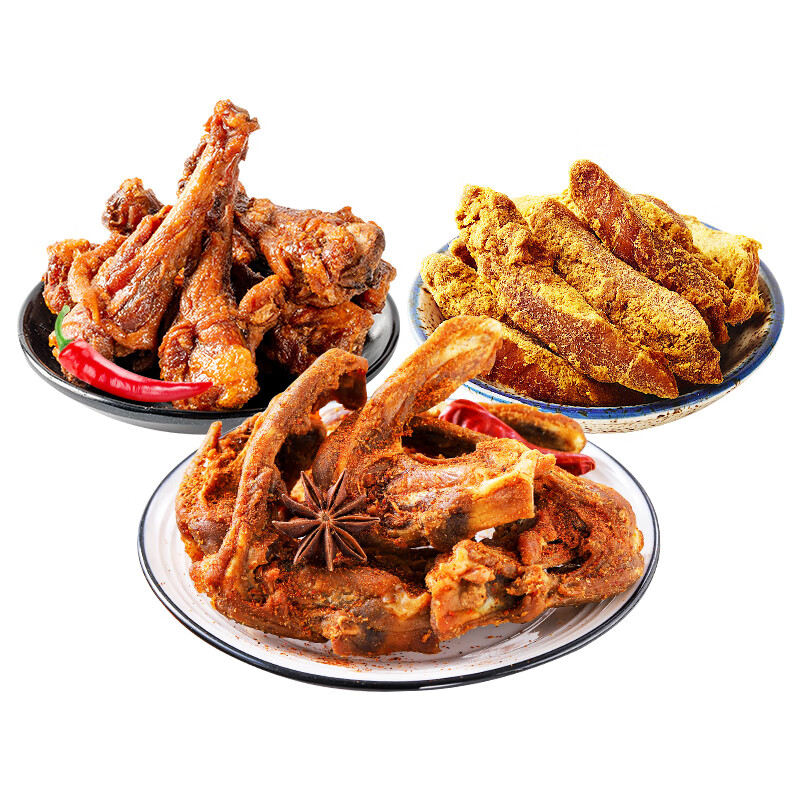 陈阿炳【蜂狂618】风干 干鸭架鸭翅根沙嗲鸡肉条福建特产小吃零食 鸭架【香辣】1袋+鸭翅根【香辣】1袋+沙嗲鸡肉条1袋