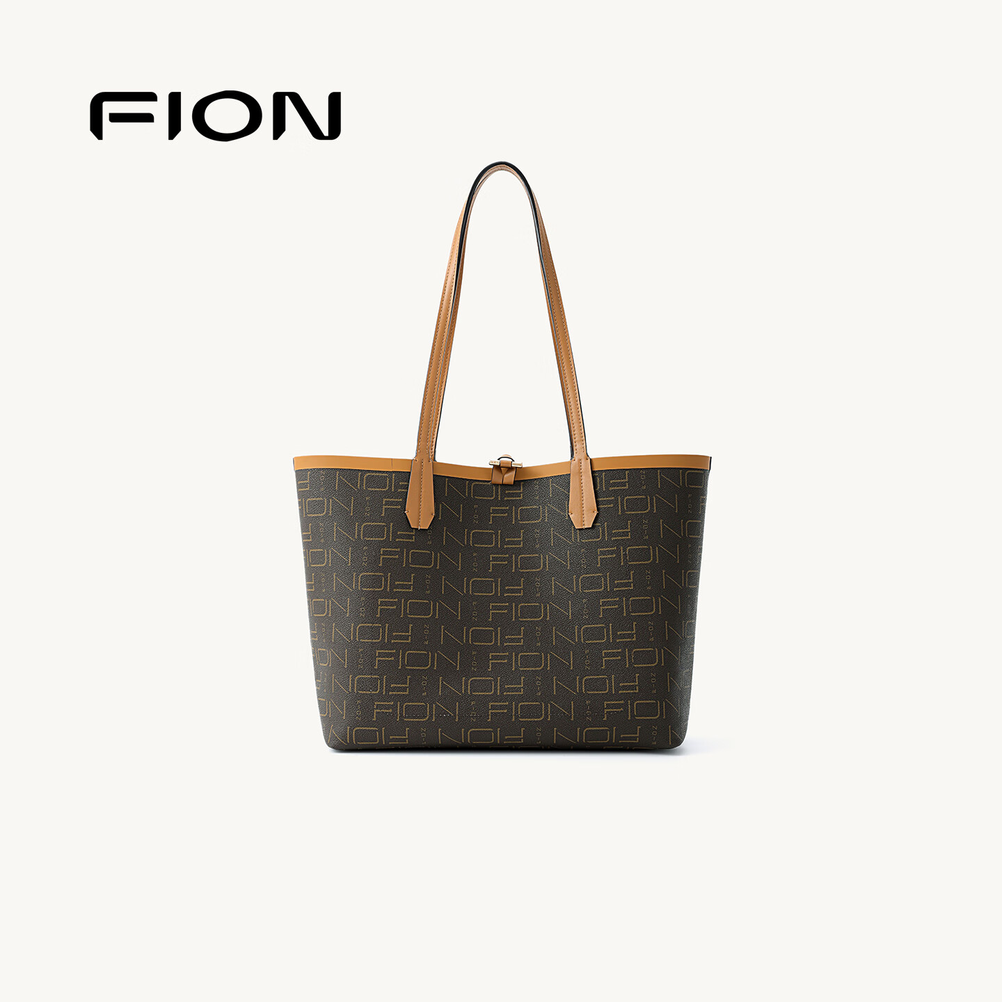 菲安妮(FION)包包女包205新款米奇系列托特包经典老花女士单肩包 圣诞礼物 啡/棕