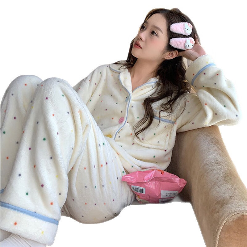 睡衣女秋冬季珊瑚绒2025新款波点可爱卡通少女法兰绒加绒加厚套装 1911史努比(套头绒套装) XL 码(建议115-135斤)