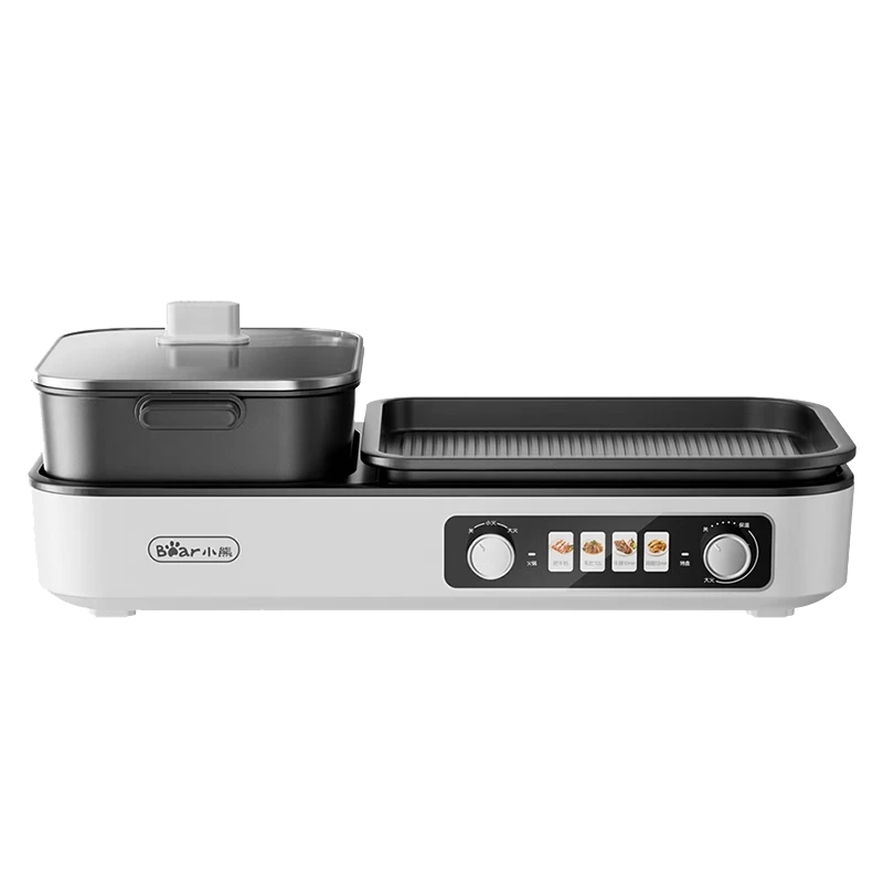 小熊（Bear）烤涮一体两用锅 烤肉锅电烤盘 家用电烧烤炉火锅烤肉一体多功能锅 鸳鸯锅分体可拆洗分区控温L21D2