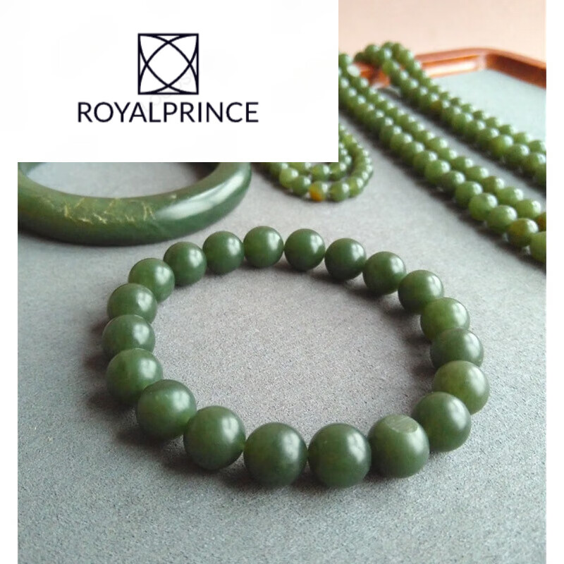 royalprincess品质沙枣青手串和田玉新疆带皮籽料青玉手青单圈手链1