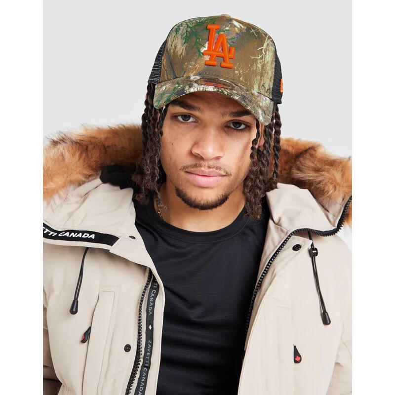 NEW ERA棒球帽男士遮陽(yáng)透氣防風(fēng)時(shí)尚裝飾迷彩圖案橙色標志網(wǎng)眼材質(zhì)棒球帽 Green 均碼 |ONE SIZE