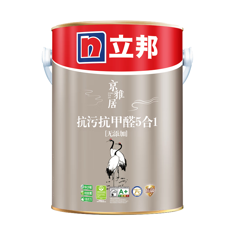 立邦瓷净墙面乳胶漆荷净抗污抗甲醛全效油漆内墙漆室内家用涂料 【抗污五合一】5L 面漆 免费调色