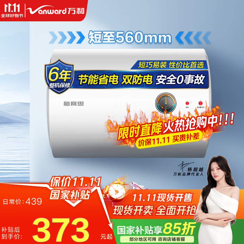 万和（Vanward）【国家补贴15%】梅赛思储水式家用电热水器40升小户型2000W节能省电双重防电安全以旧换新E40-T2D1 40L 2000W 【家用租房2-3人】