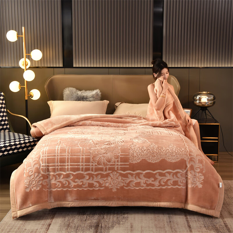 lady laura富安娜出品拉舍尔毛毯被子冬季加厚保暖珊瑚法兰绒毯子铺床