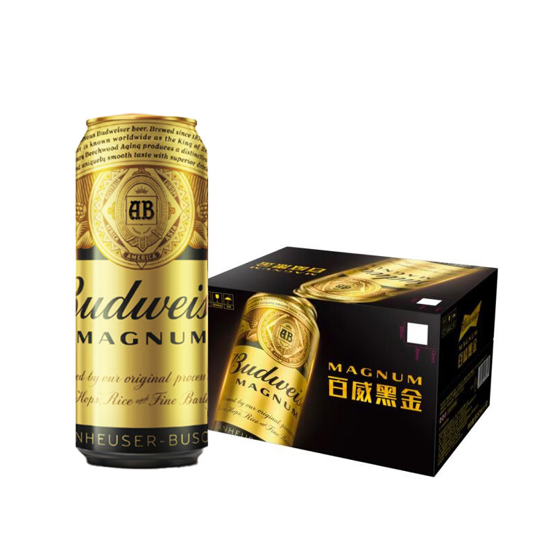 百威黑金深色拉格啤酒500ml*24听12.0°P浓郁焦糖麦芽整箱 听装×24【保质期365天】 500mL