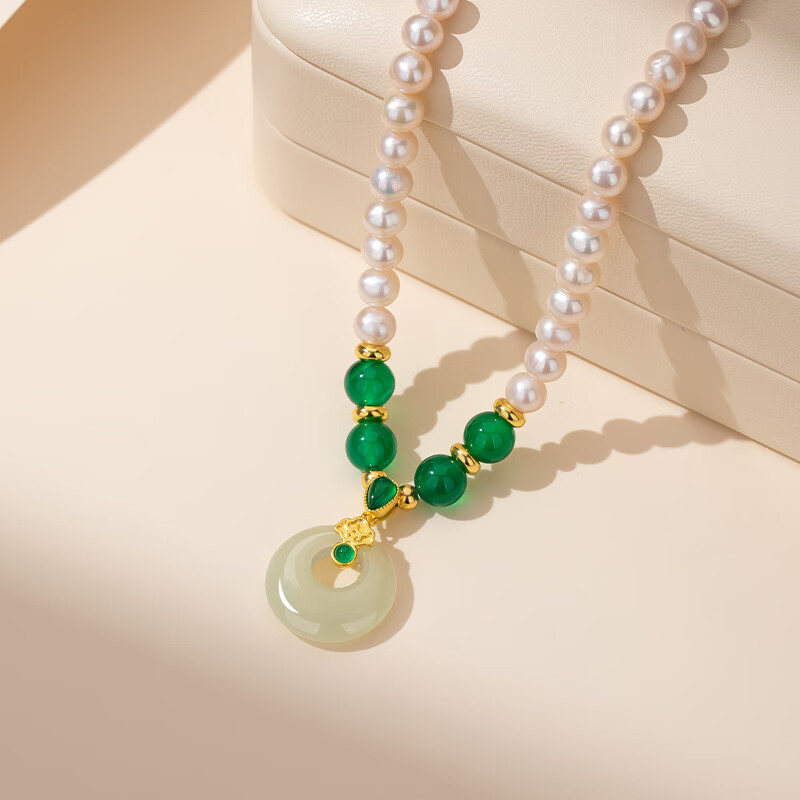 查克拉天然淡水珍珠项链妈妈款生日中秋礼物送母亲银项链女玉髓吊坠 如意珍珠项链-延长款 查克拉天然淡水珍珠项链妈妈款生日中秋礼物送母亲银项链女玉髓吊坠 如意珍珠项链-延长款