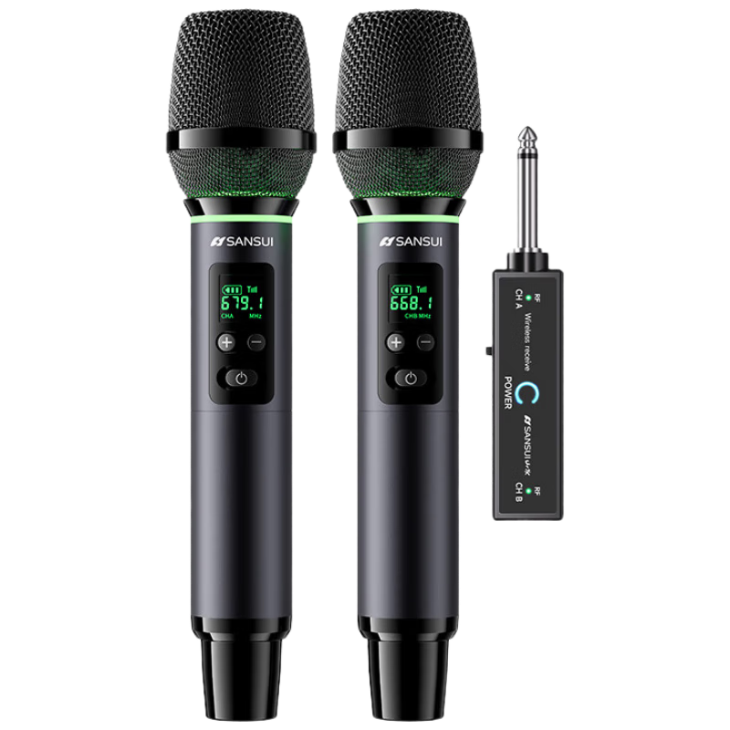 山水（SANSUI）M2 無線麥克風(fēng)萬能話筒家庭KTV唱歌演講舞臺K歌會議音箱音響功放車載通用一拖二
