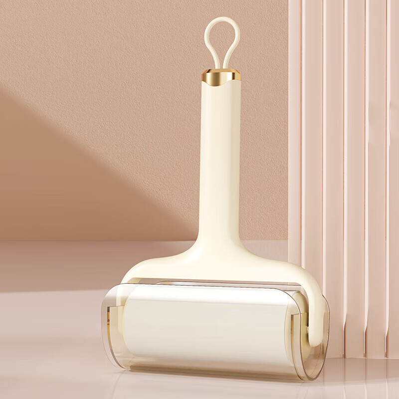 洋臣家用滚筒粘毛器可撕式粘尘纸滚刷替换卷纸除毛刷宠物去毛粘毛器 带盖白色手柄+3卷纸180撕【10cm】