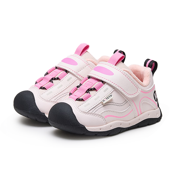 卡特兔儿童学男童女运动鞋2025冬季新款防滑加绒保暖宝宝棉鞋 粉色 26 内长16.0cm  脚长15.0-15.5