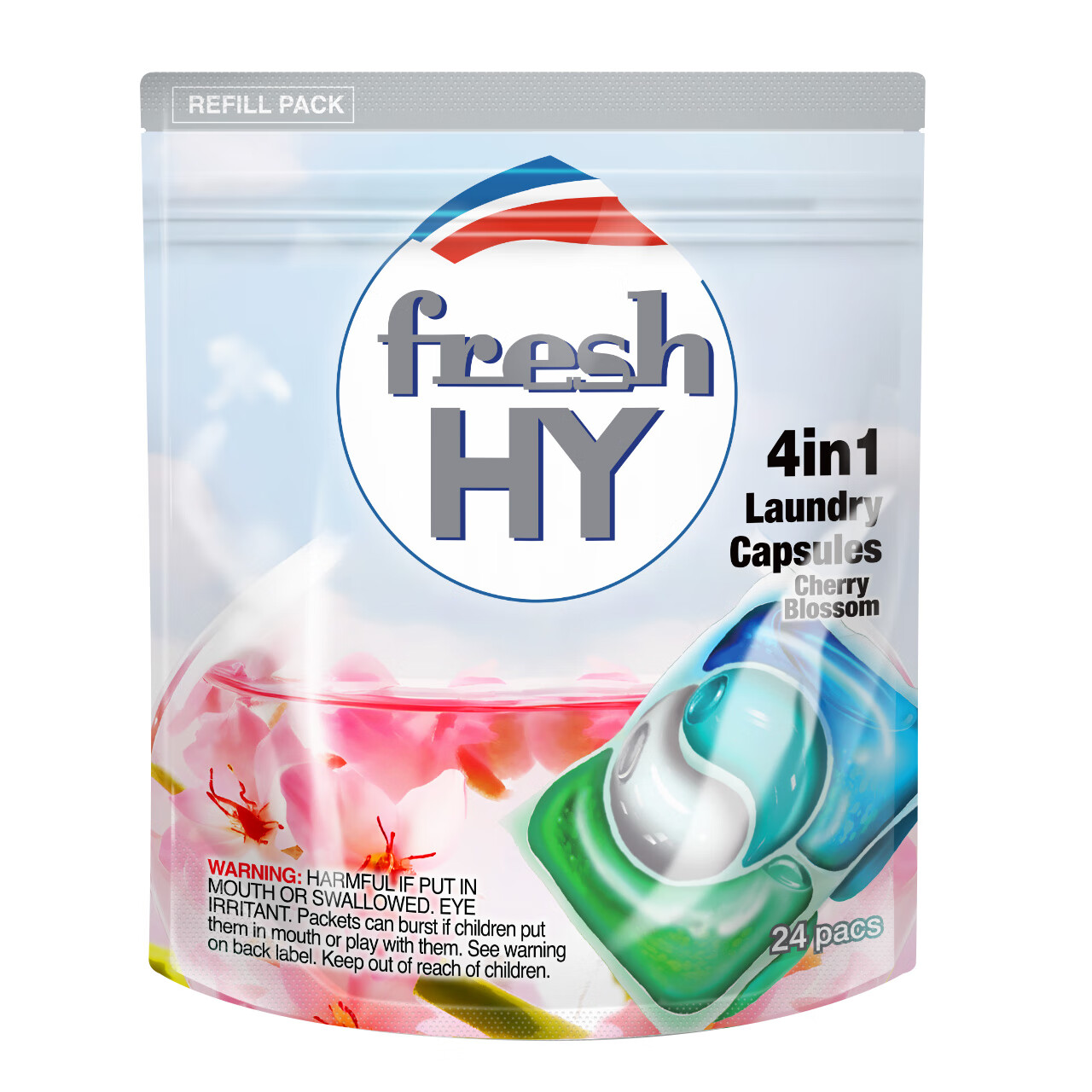 菁华洗衣凝珠fresh HY清可新4合1洗衣珠洗衣液除菌除螨持久留香 樱花52粒（ 28粒*1盒 +24粒袋装）