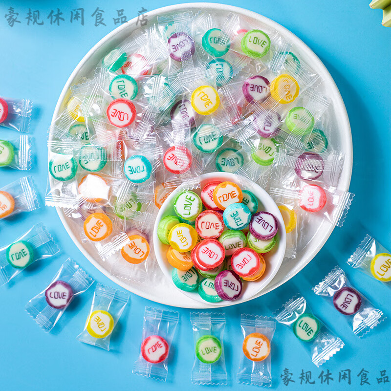 CandyRod六一兒童節(jié)網(wǎng)紅手工切片糖混合水果味散裝批發(fā)硬糖小零食批發(fā)糖果 love款切片糖100g(約35顆)混合味