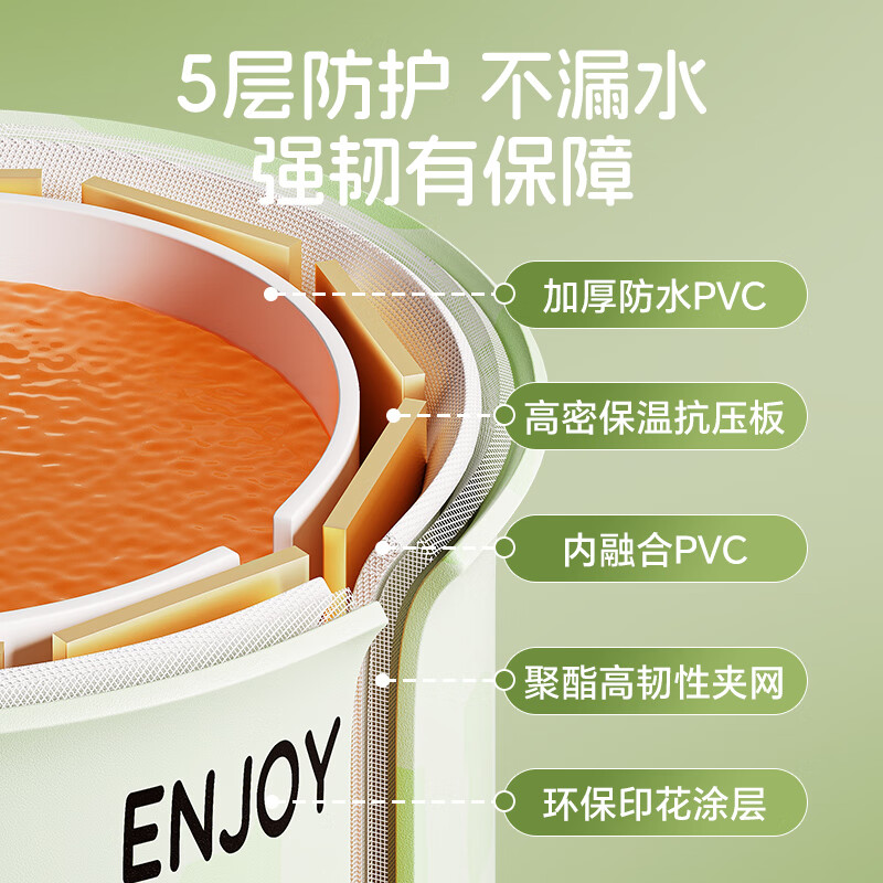 赟娅泡澡桶大人折叠儿童洗澡加厚成人家用浴桶浴缸坐浴盆大号 70*66胖达绿泡澡桶（简浴童心）