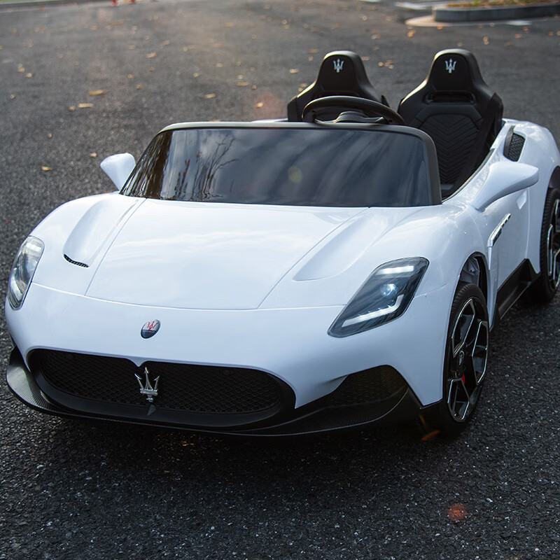 酷太陽正版瑪莎拉蒂M(fèi)aserati Corse20雙人座兒童電動(dòng)車寶寶可坐遙控童車 白色四驅(qū)+12v14+軟輪皮座 大人小孩可坐遙控自駕搖擺 電力驅(qū)動(dòng)