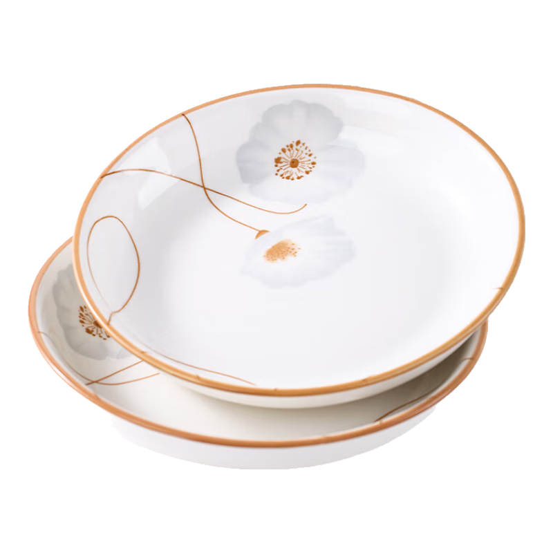 陶瓷碗家用喜庆乔迁新居碗碟餐具套装岁月静好饭碗 岁月静好4个装圆盘【7英寸】