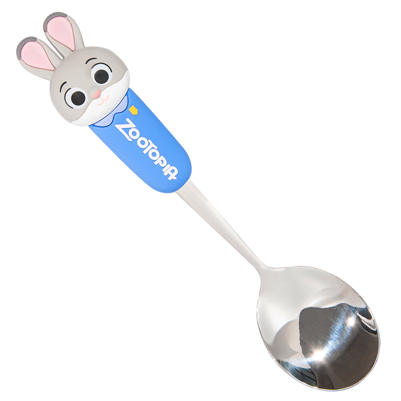 304不锈钢硅胶勺子叉子可爱家用儿童学生吃饭汤勺调羹餐具 朱迪不锈钢（造型勺子）