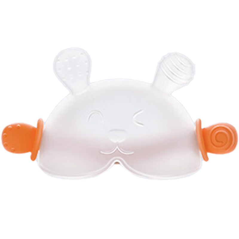 馬博士嬰兒牙膠小月齡磨牙膠棒安撫膠硅膠玩具防吃手牙咬膠 兔子橙色