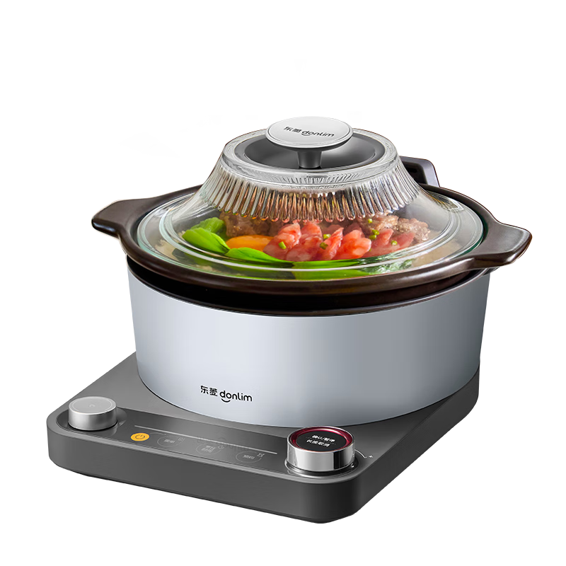 東菱中式料理鍋 家用多功能電陶爐琺瑯鑄鐵鍋燜燉蒸炒煮粥煲湯烤肉 火鍋一體鍋0涂層 DL-1006 琺瑯鍋套裝