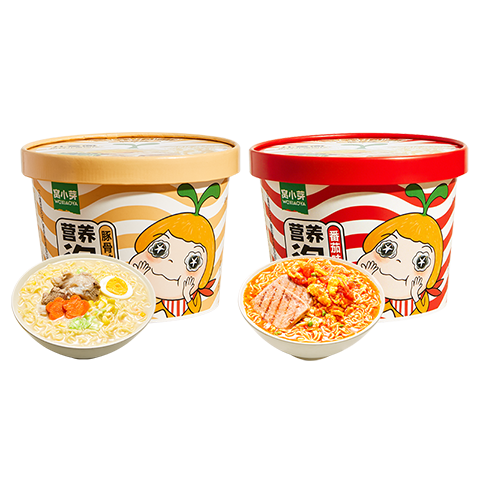 窩小芽營養(yǎng)泡面(番茄味+豚骨味)*1桶161g 非油炸方便面條享嬰兒寶寶食譜